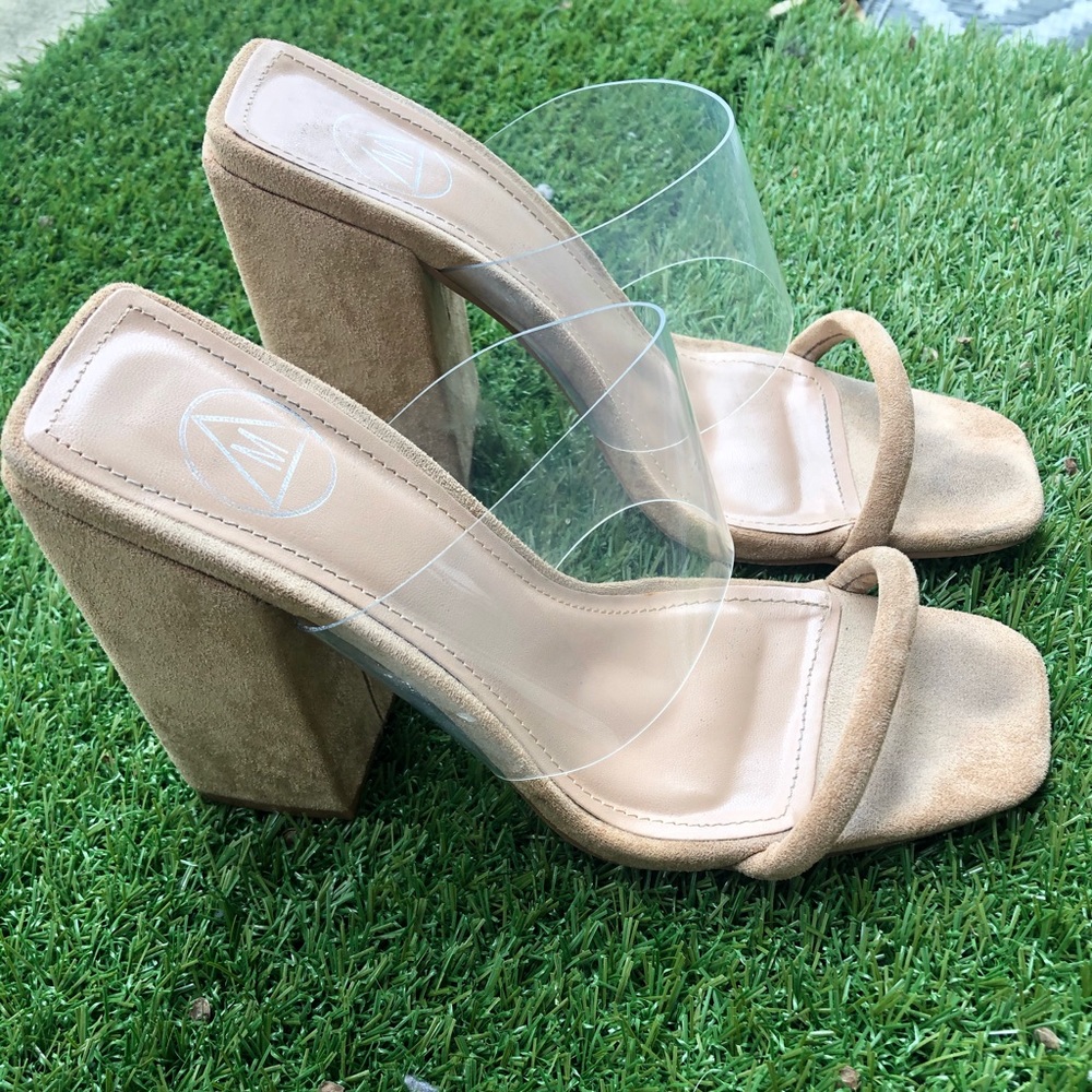 Clear/Nude Chunky Heel Mule